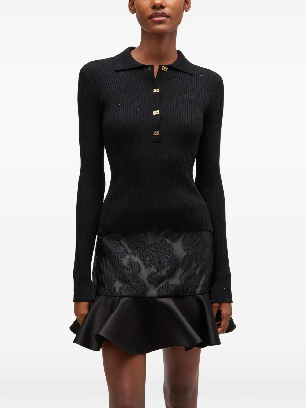  Ganni Polo Con Logo - Nero 
