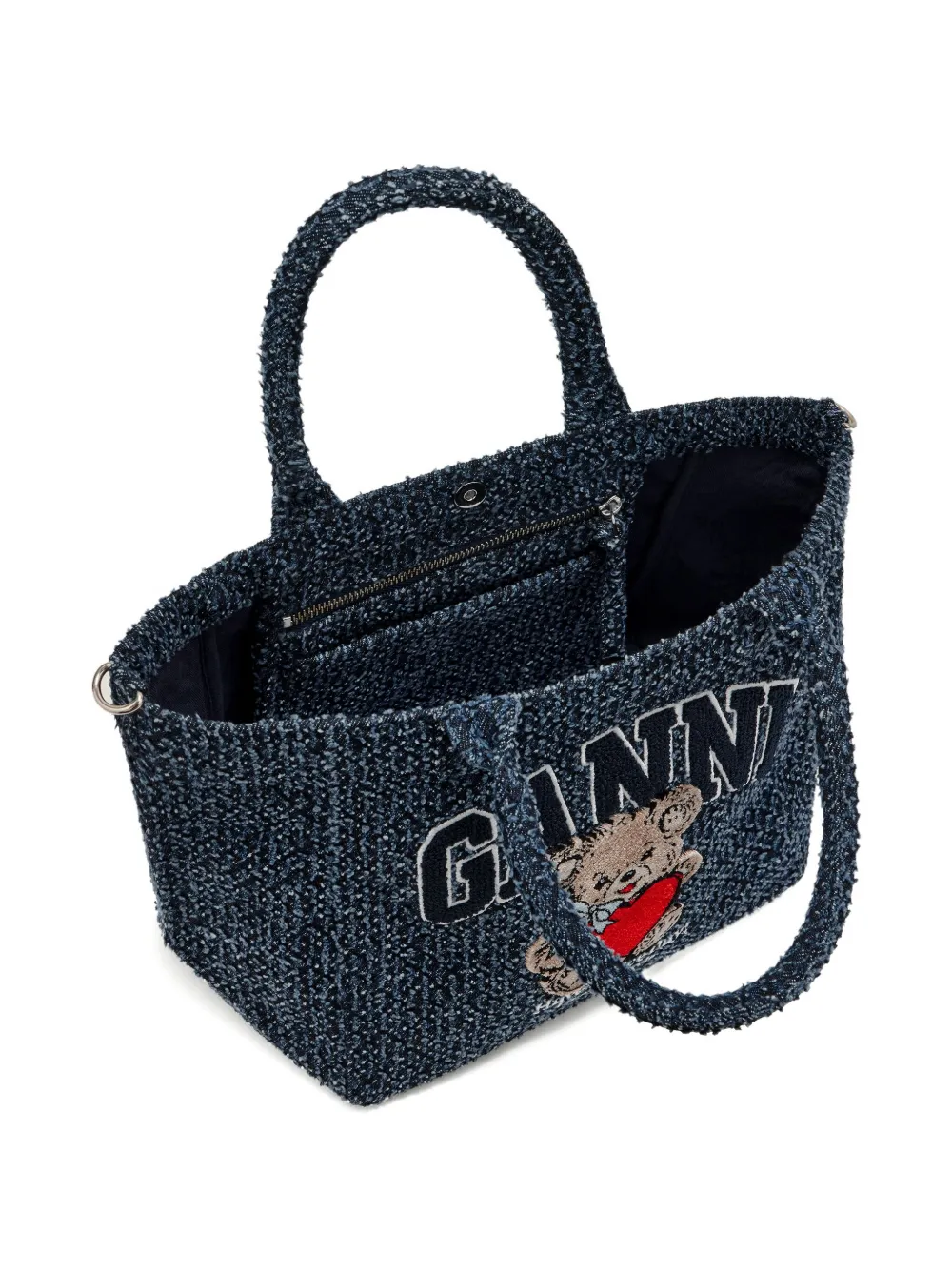 GANNI Teddy shopper met applicatie Blauw