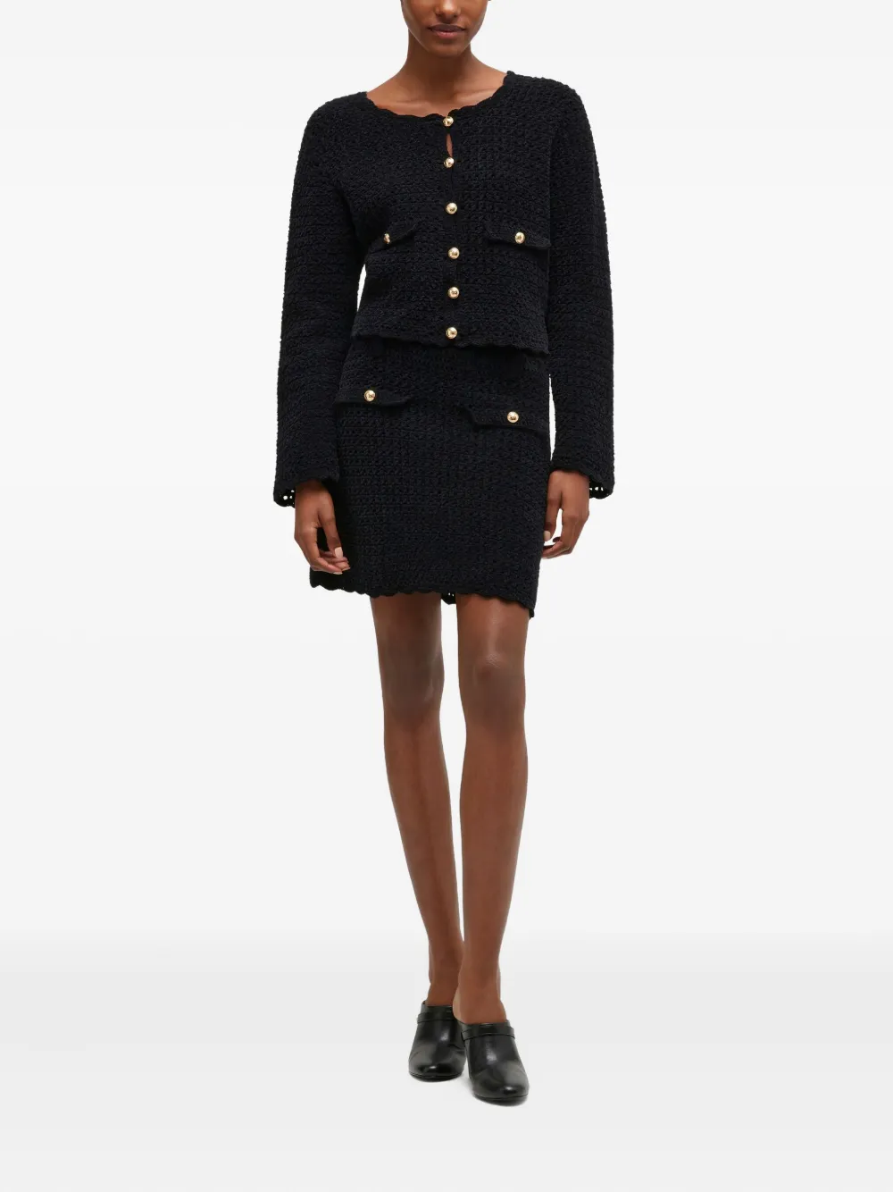 GANNI Mini-rok met textuur - Zwart