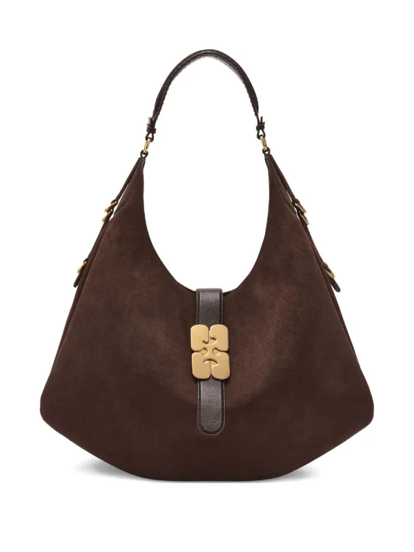 Ganni Logo-plaque Large Shoulder Bag in Brown