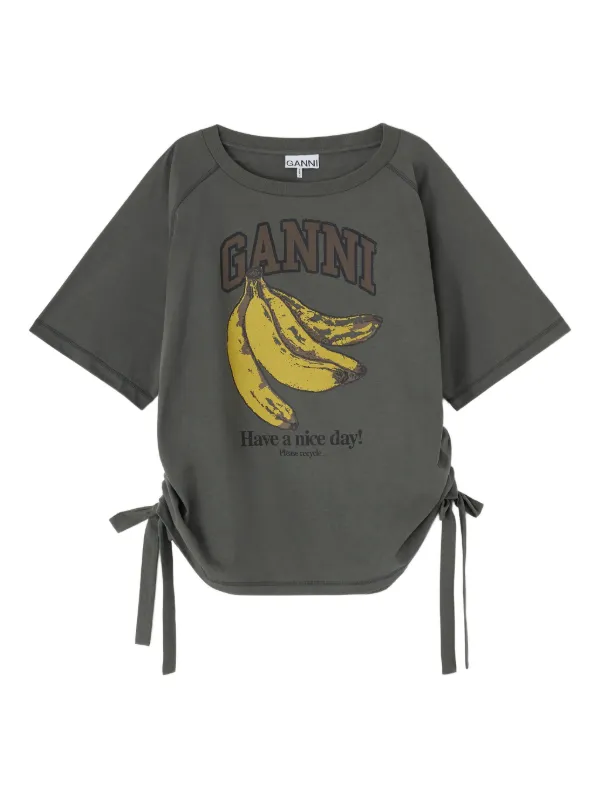 GANNI Grey Banana T-shirt | Grey | FARFETCH