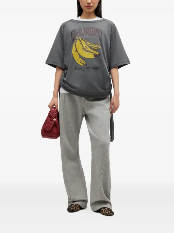 GANNI Grey Banana T-shirt | Grey | FARFETCH