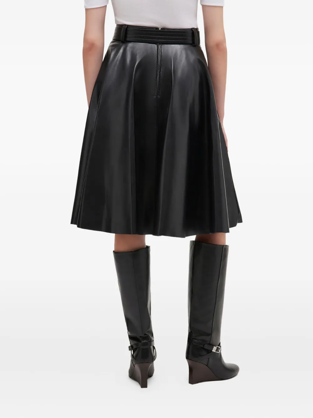 GANNI Midi-rok met ceintuur Zwart