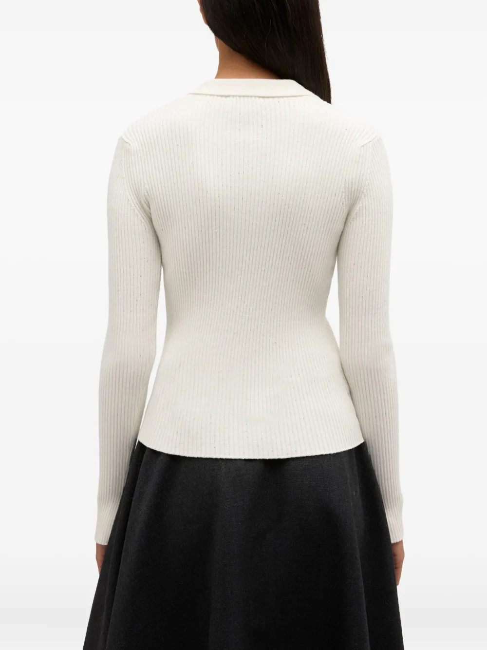 GANNI Geribbelde poloshirts met knopen Beige