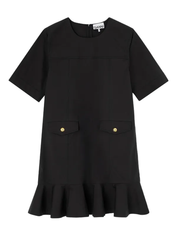 GANNI ラッフルポケット ワンピース | ブラック | FARFETCH JP