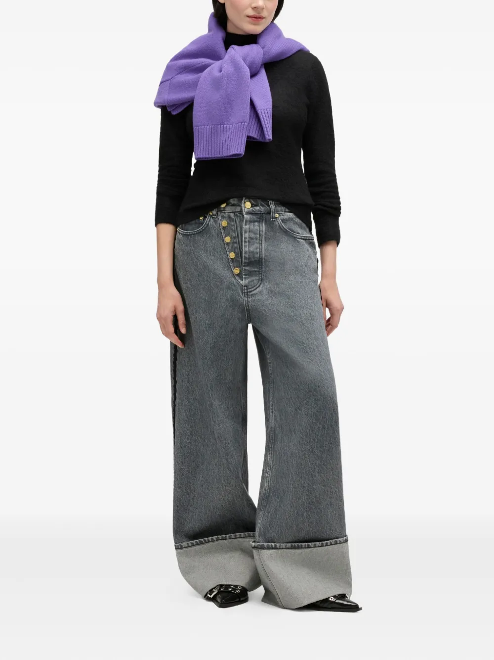 GANNI Jeans met knoopdetail - Grijs