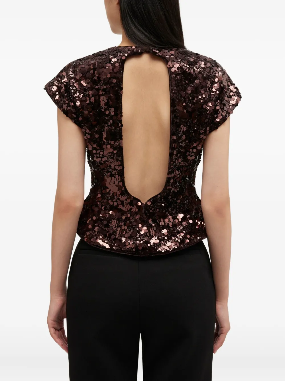 GANNI Shirt met pailletten Bruin