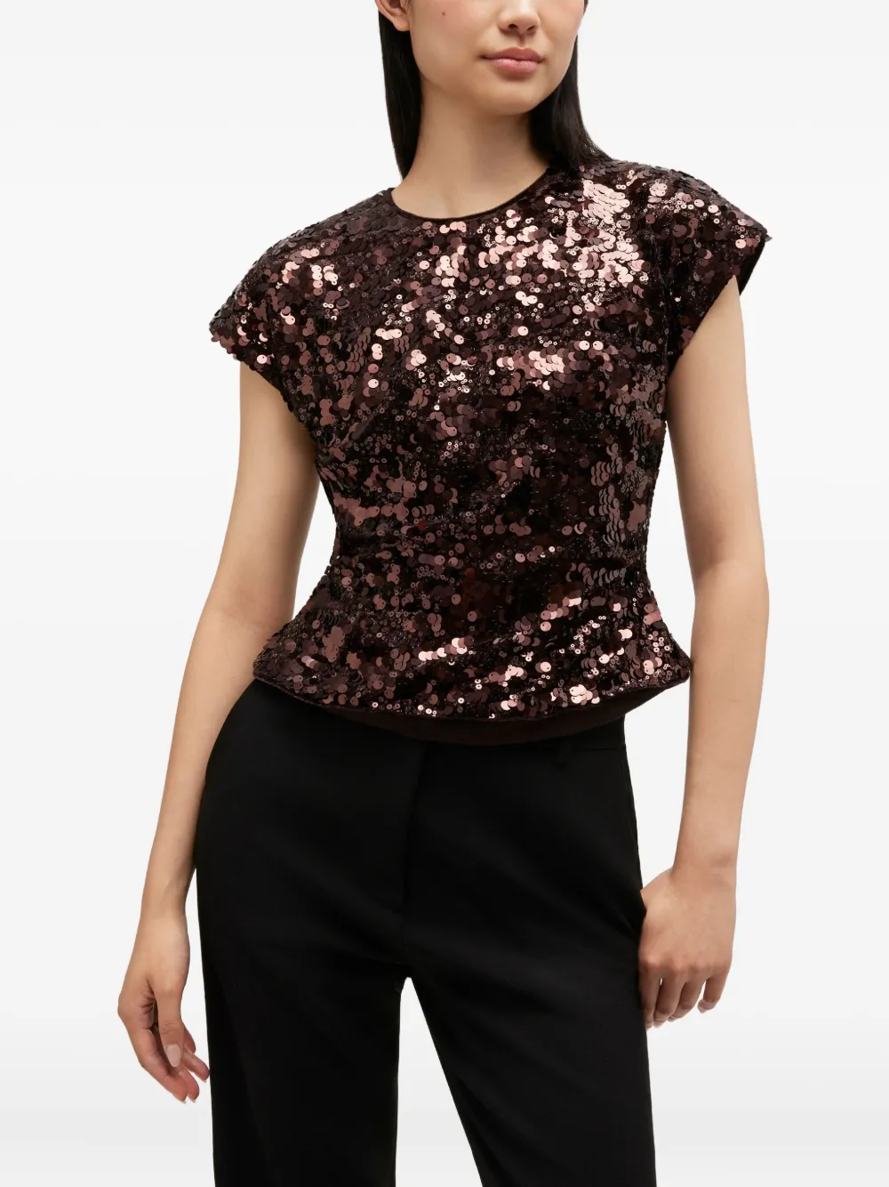 GANNI Shirt met pailletten Bruin