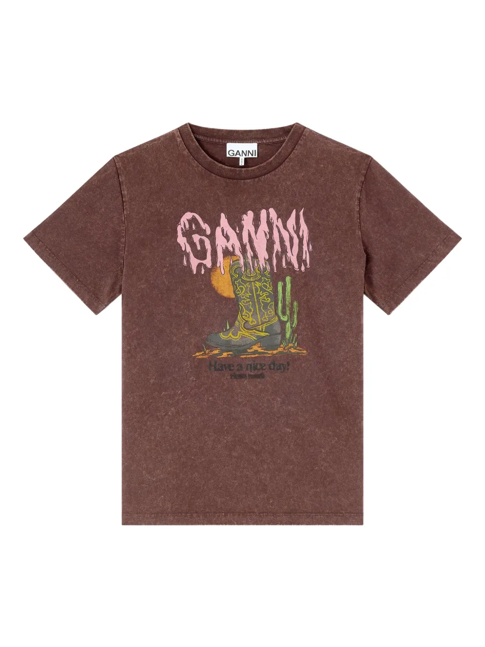GANNI T-shirt con grafica - Marrone