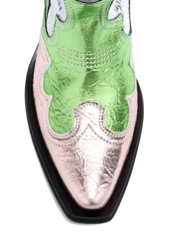 GANNI metallic-finish Boots | Silver | FARFETCH