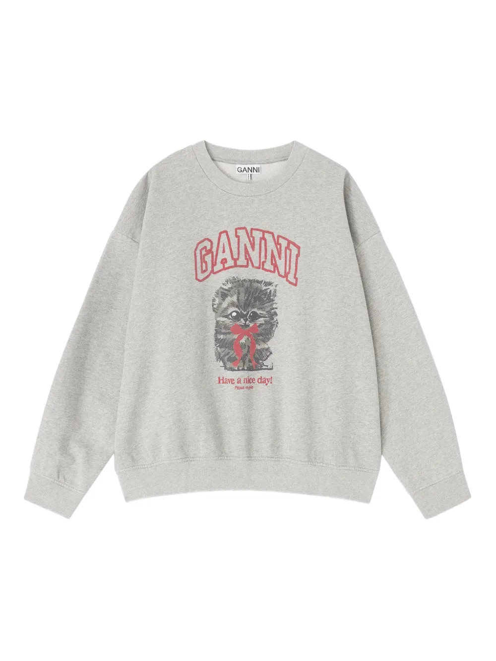 Ganni Graphic-print Sweatshirt In Gray