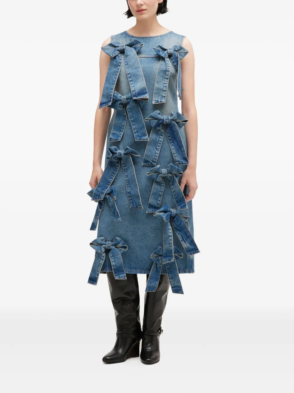 GANNI Midi-jurk met ronde hals - Blauw