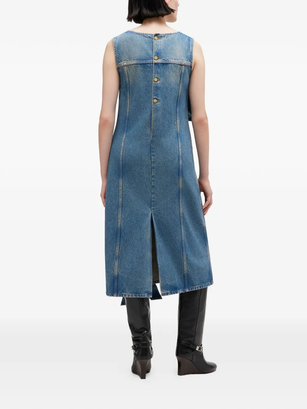 GANNI Midi-jurk met ronde hals Blauw