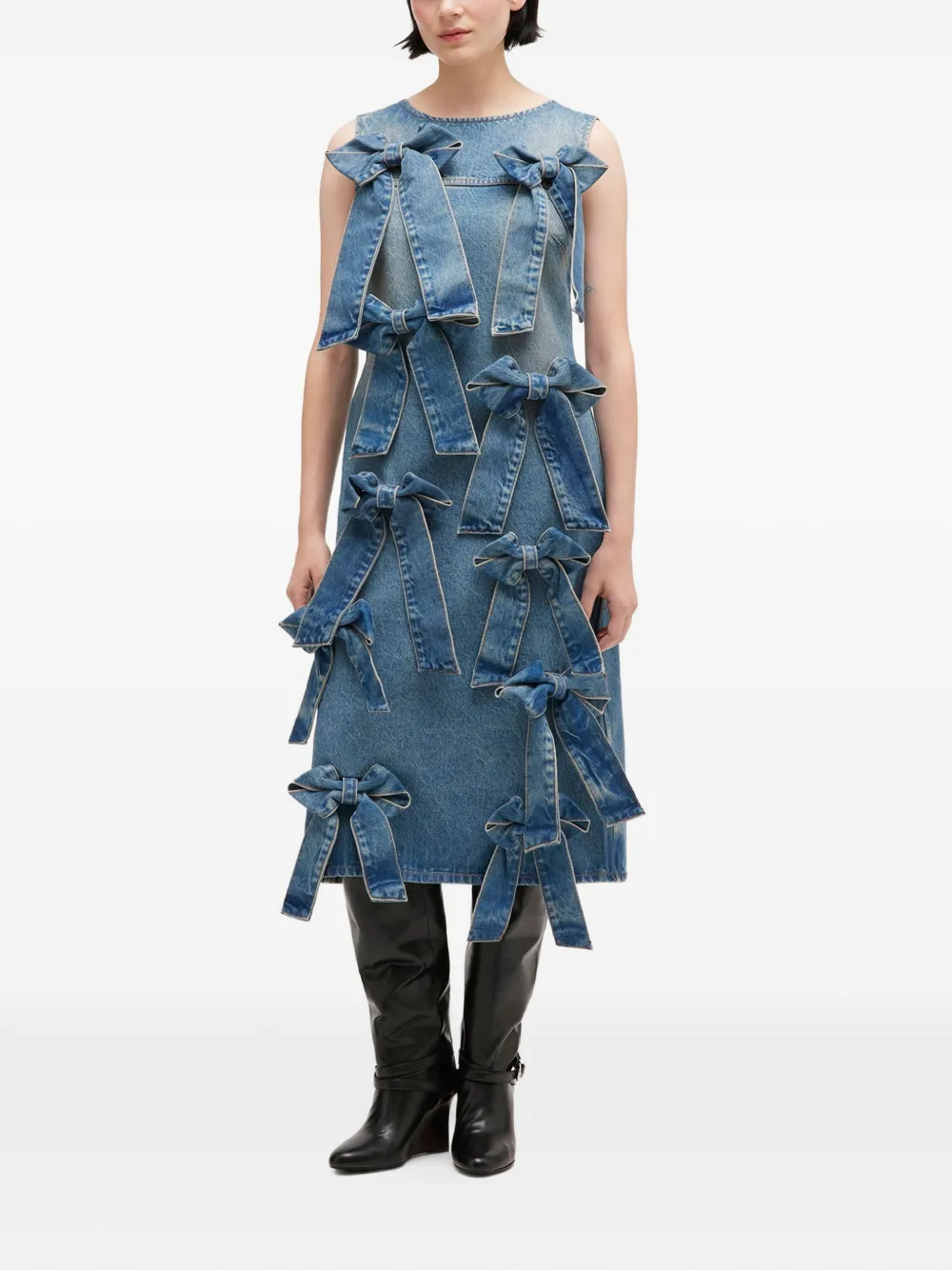 GANNI Midi-jurk met ronde hals Blauw