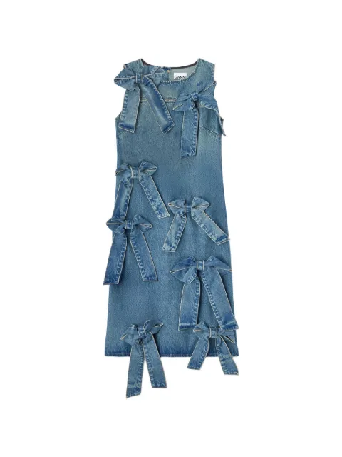 GANNI round-neck denim midi dress