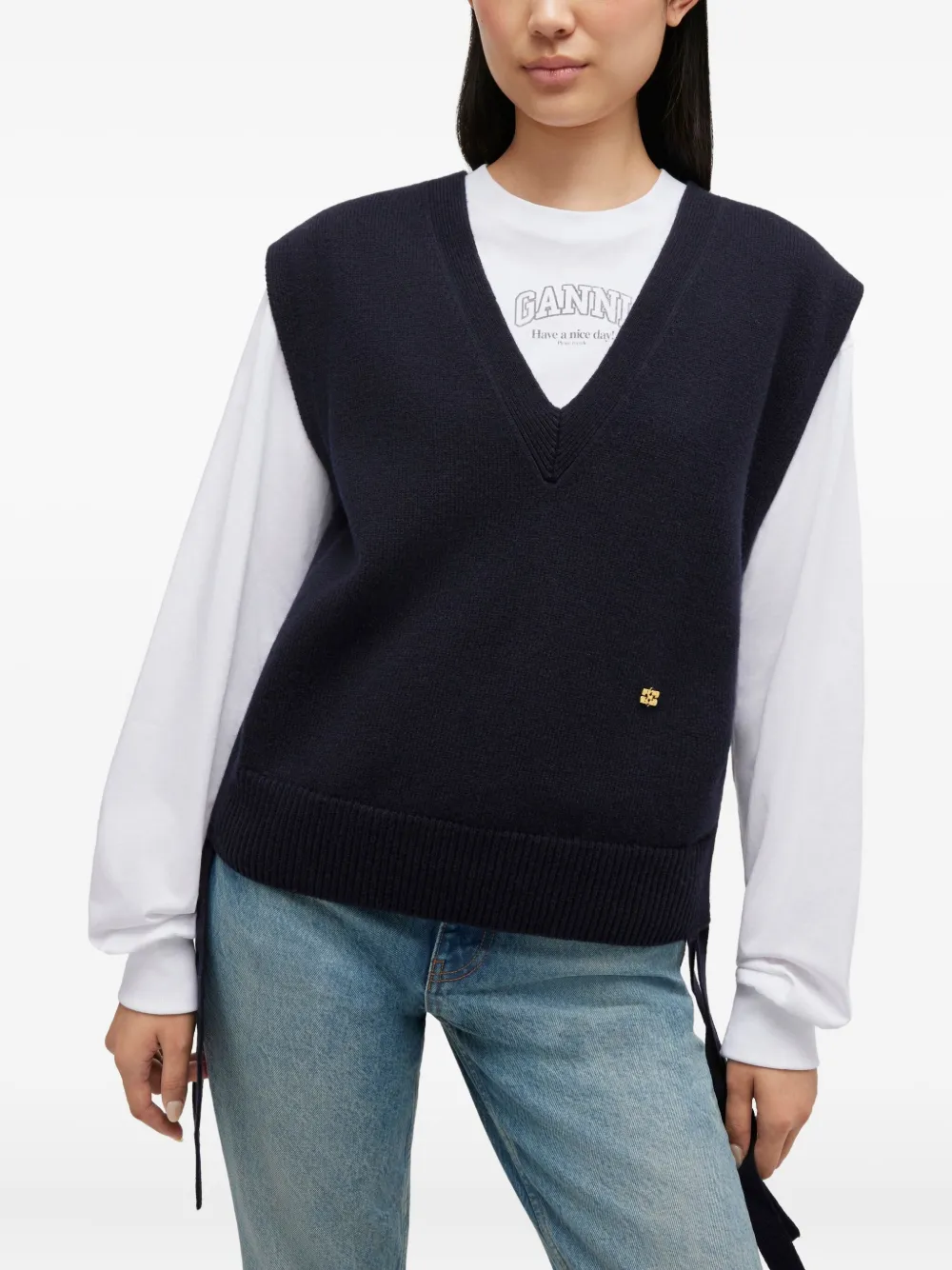 GANNI Top met logodetail Blauw