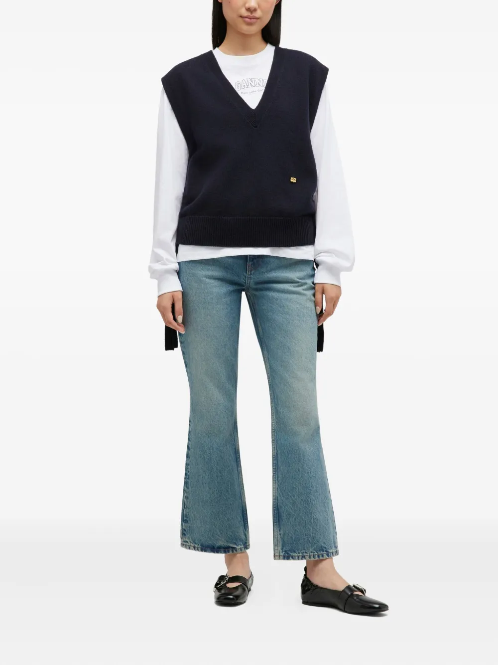 GANNI Top met logodetail Blauw