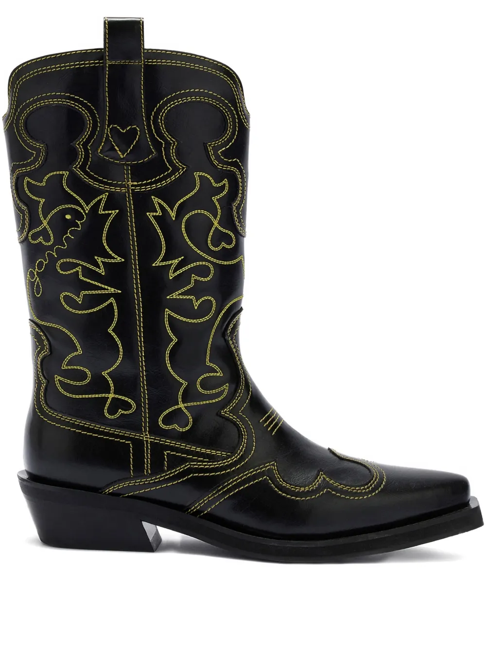 GANNI Laarzen met puntige neus en stiksels Zwart