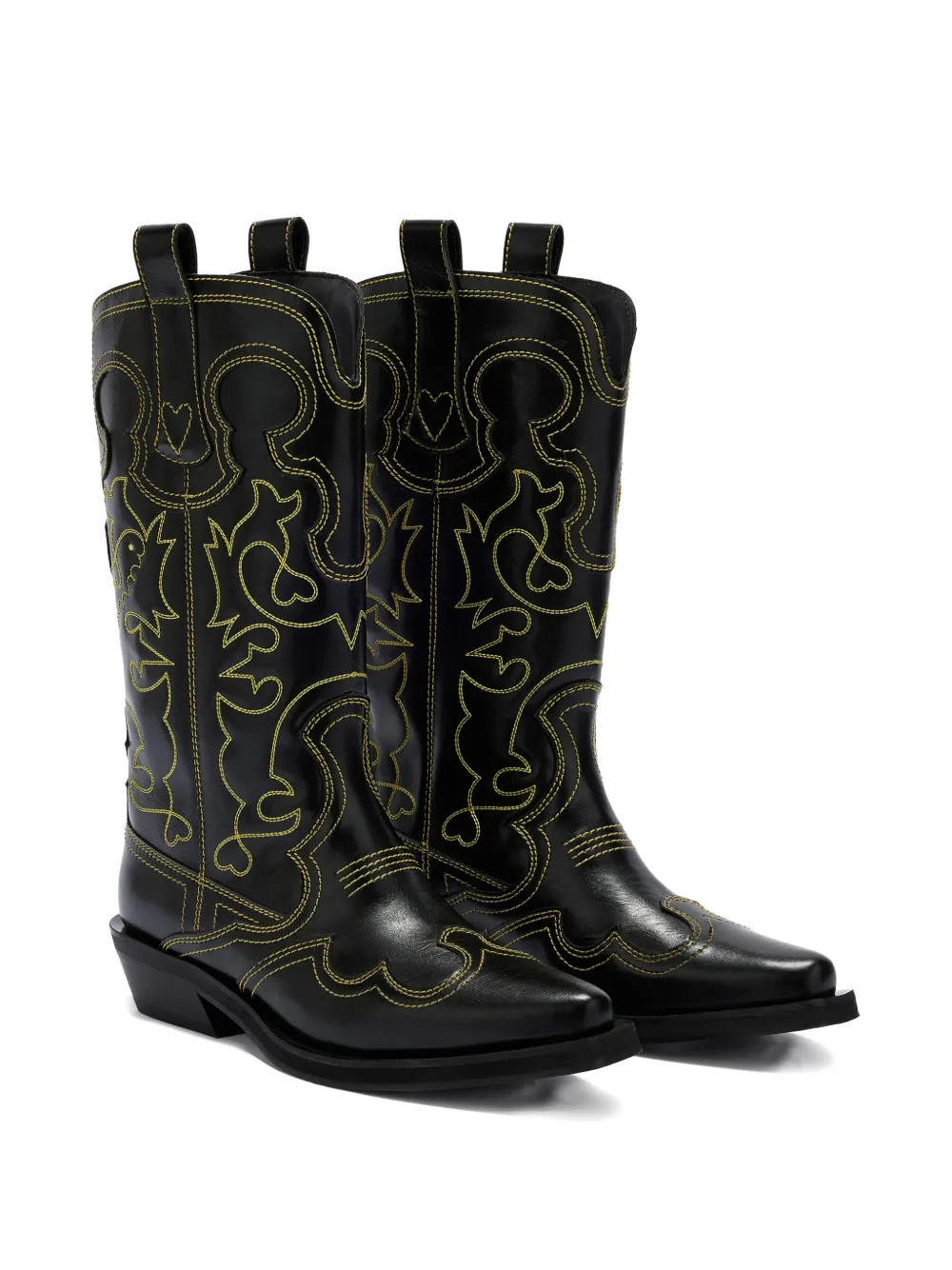 GANNI Laarzen met puntige neus en stiksels Zwart