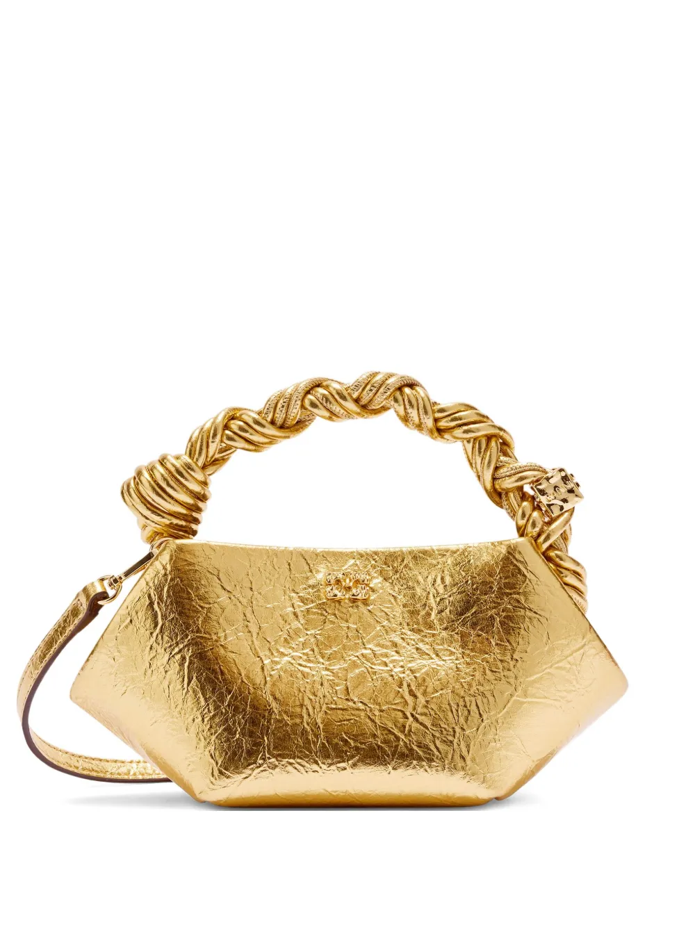 Ganni Twisted-handle Tote Bag In Gold