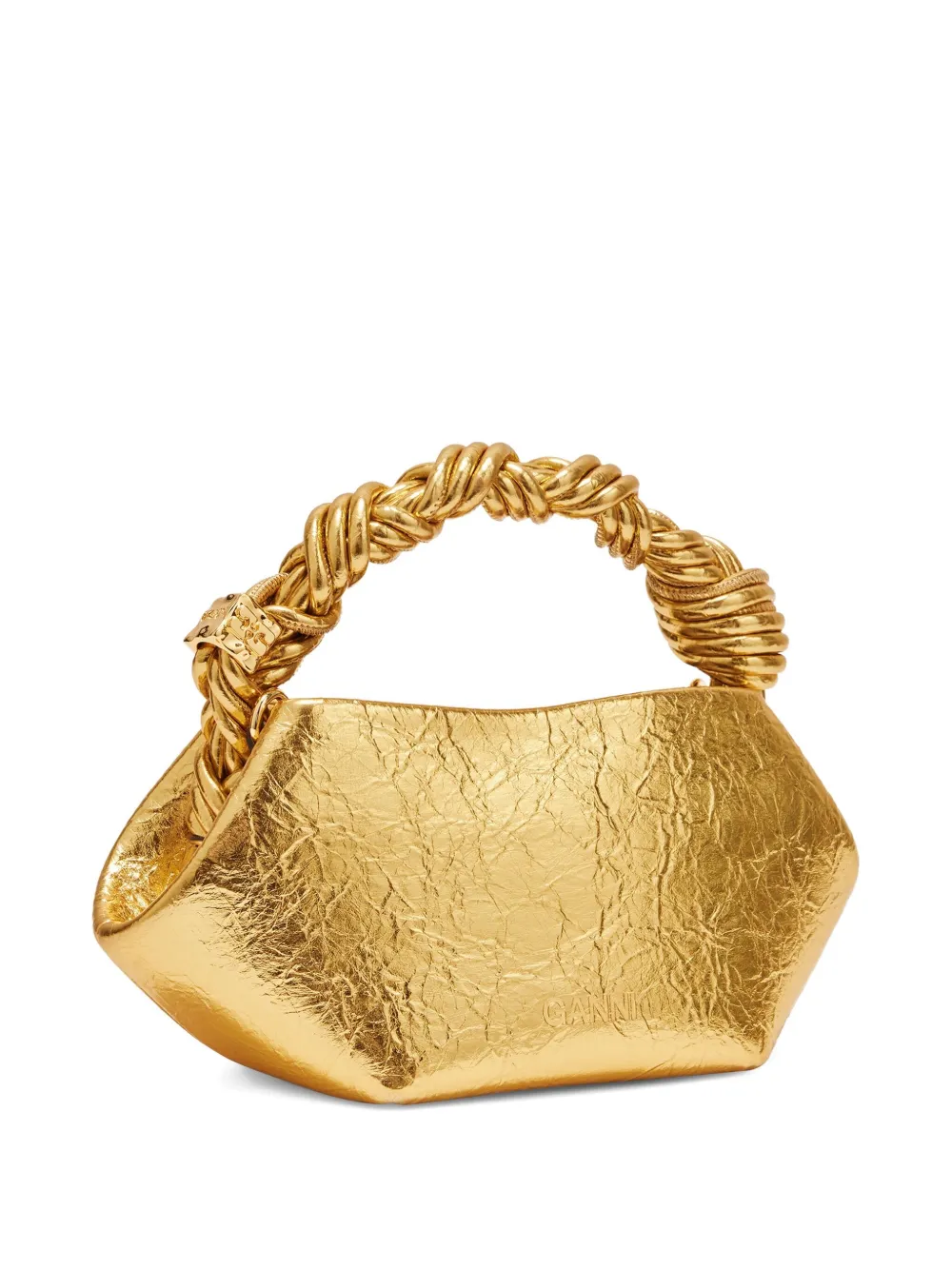 Ganni Twisted-handle Tote Bag In Gold