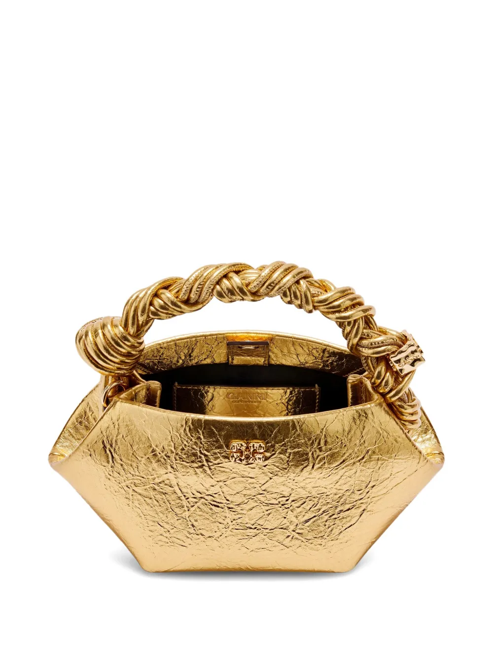 Ganni Twisted-handle Tote Bag In Gold