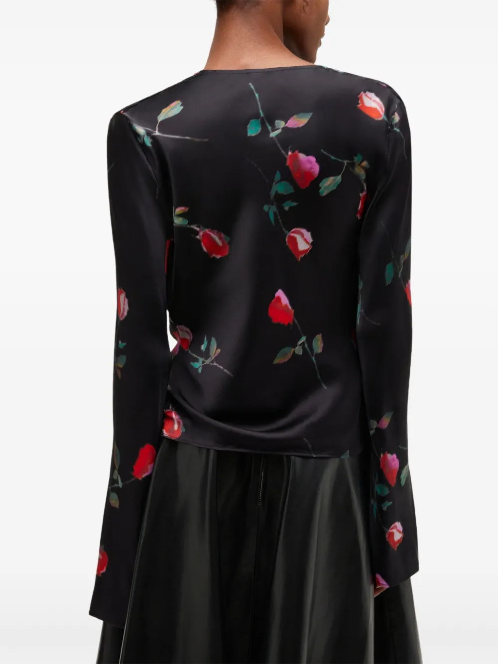 GANNI Top met col en bloemenprint Zwart
