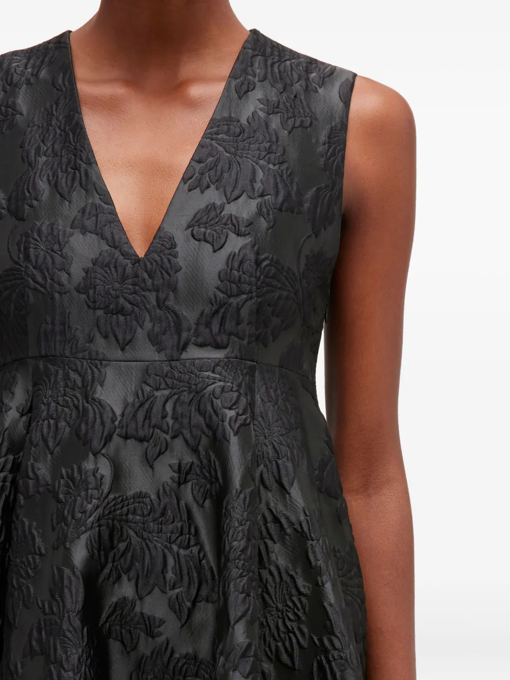 Ganni Floral Bow Midi Dress In Black