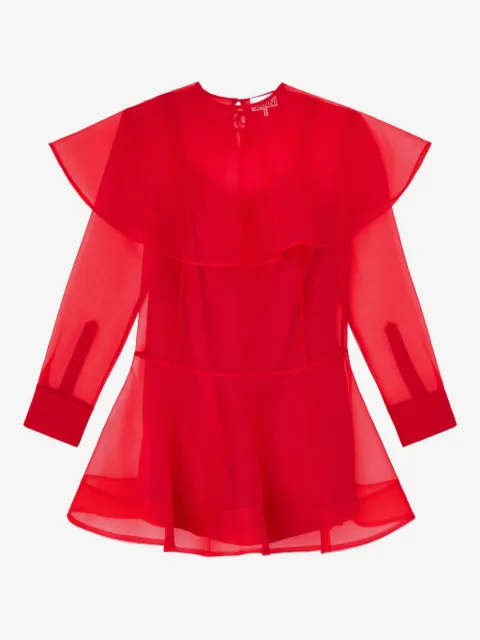 GANNI Red organza circle collar dress