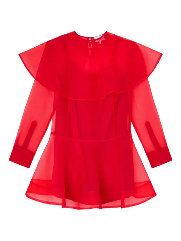 Ganni Long-sleeve Mini Dress - Red