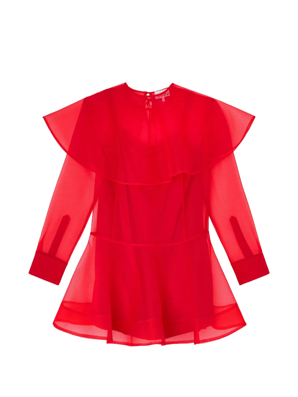 GANNI Gelaagde mini-jurk met lange mouwen Rood