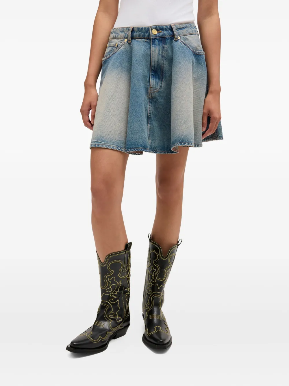  Ganni Panel Denim Skirt - Blue 