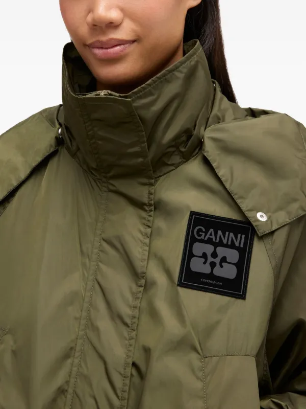 GANNI フーデッドコート | グリーン | FARFETCH JP