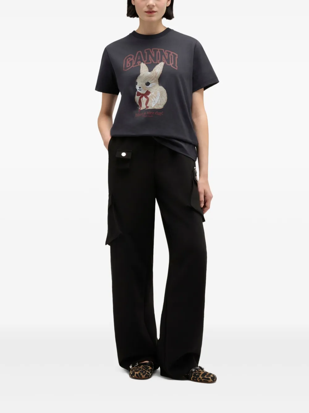 GANNI Broek met cargo zak - Zwart