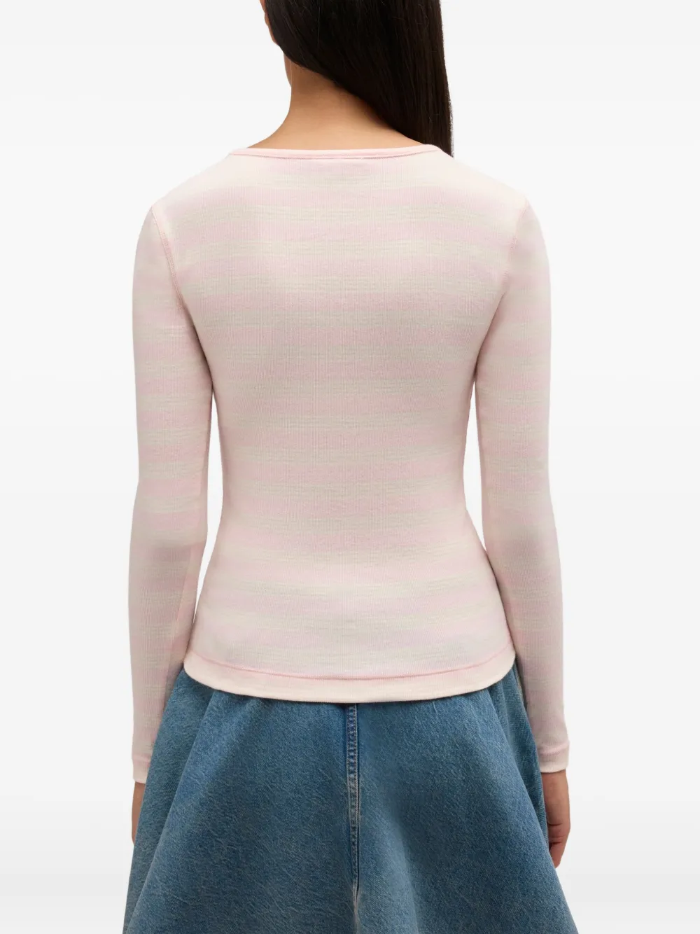 GANNI Gestreepte top Roze