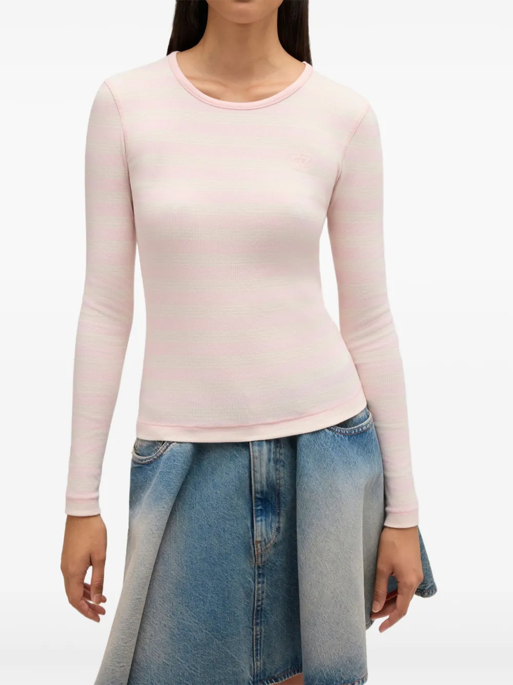 GANNI Gestreepte top Roze