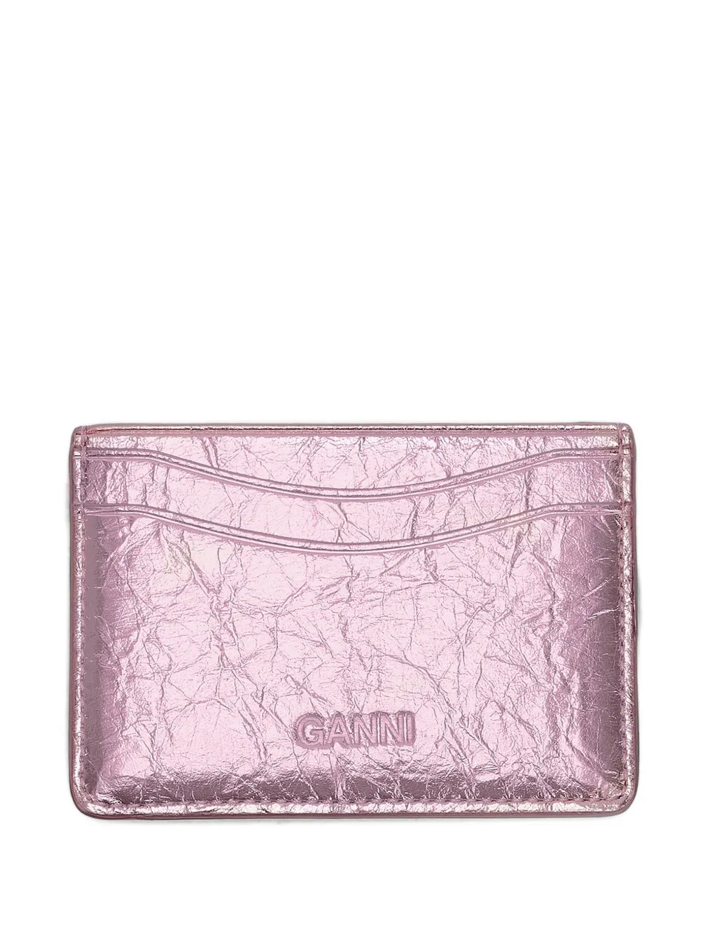 Ganni Logo Cardholder In Pink