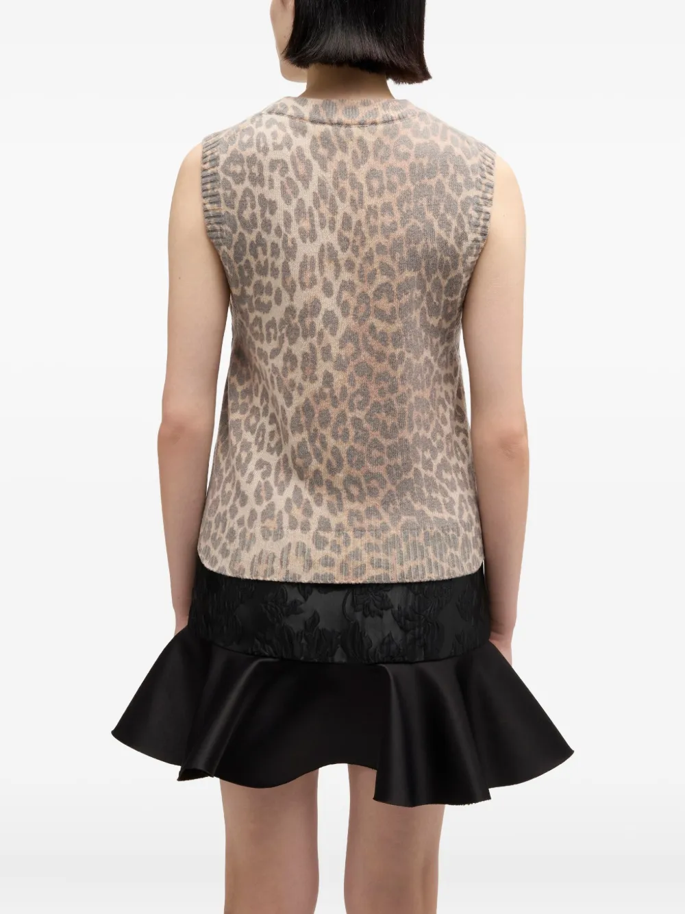 Ganni Leopard-print Vest In Brown