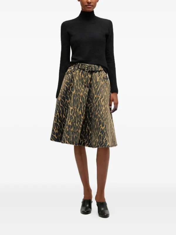 GANNI leopard-print Midi Skirt | Green | FARFETCH