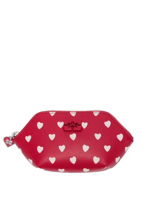 GANNI heart-print zip wallet