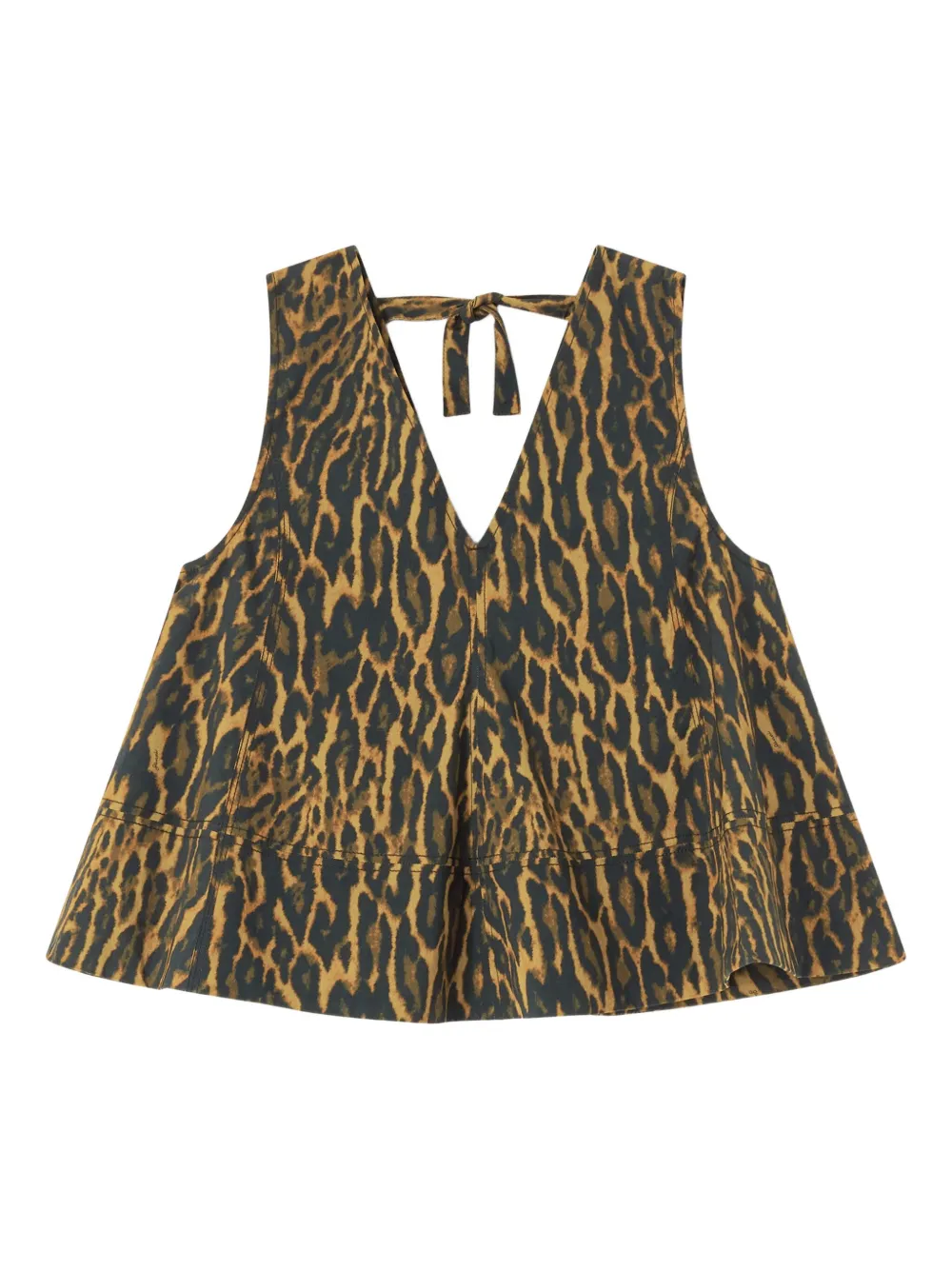 GANNI Top con scollo a V e stampa animalier - Marrone