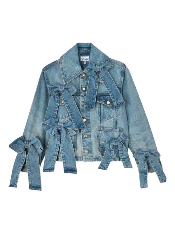 デニムジャケット itimi shury palomawool ganni GANNI リボントリム デニムジャケット | ブルー | FARFETCH JP