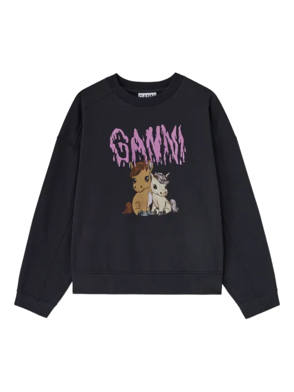 GANNI グラフィック スウェットシャツ | グレー | FARFETCH JP