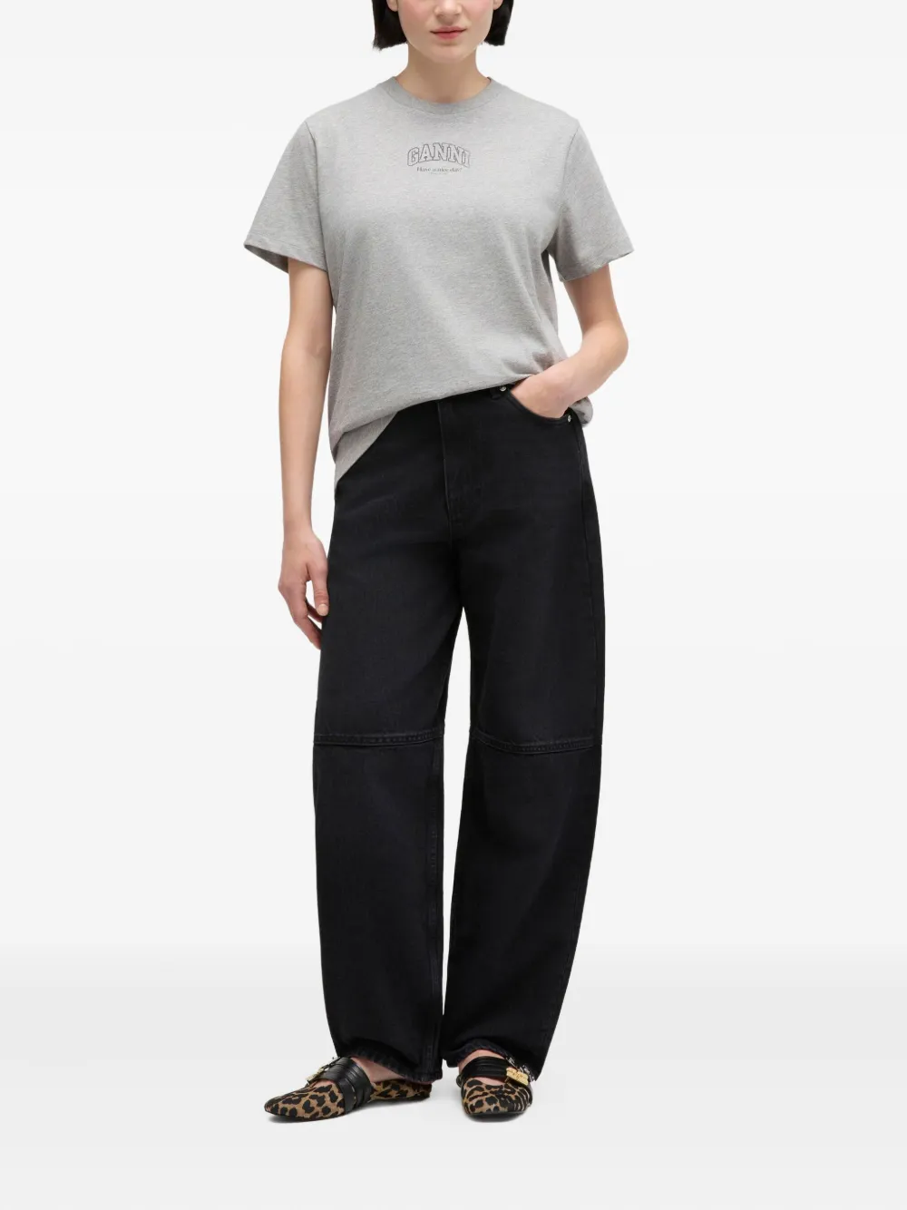 GANNI Jeans met vlakken - Zwart