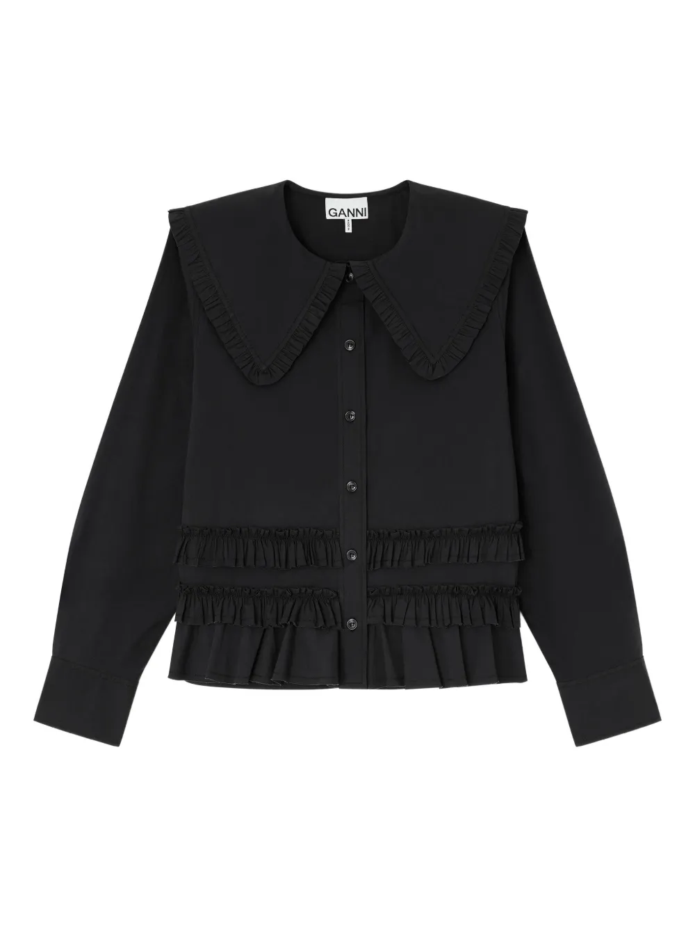 GANNI Top con ruches - Nero