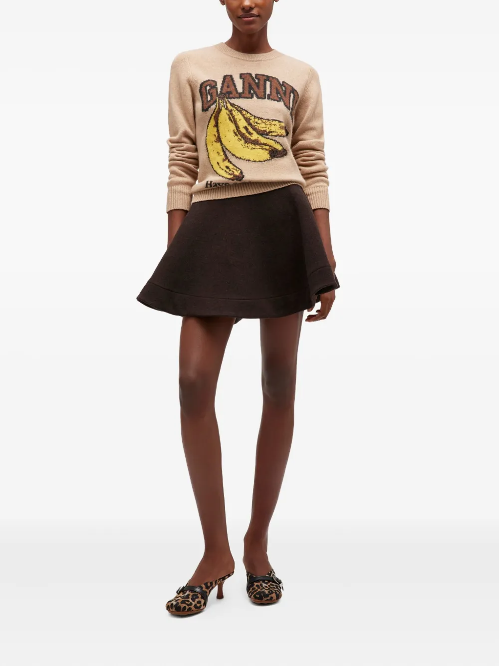 GANNI flared rok - Bruin