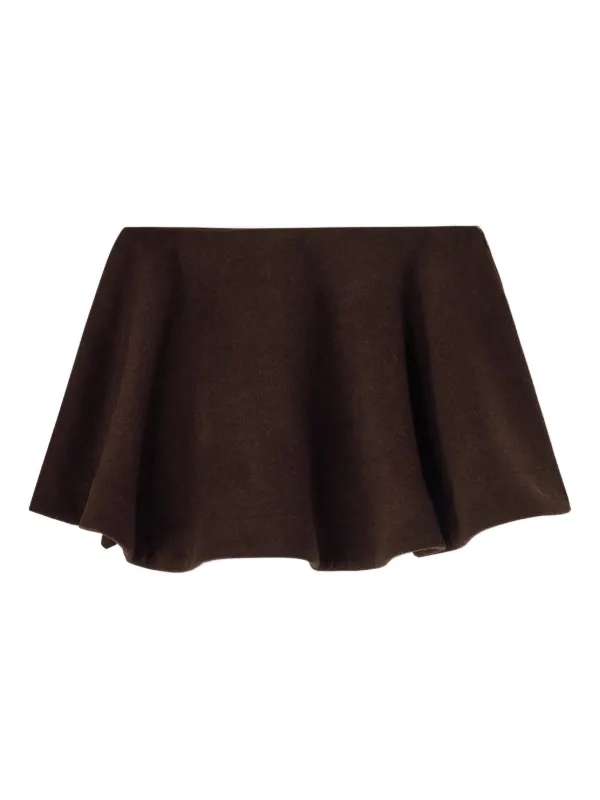Ganni Peacoat Wool Circle Skirt in Brown