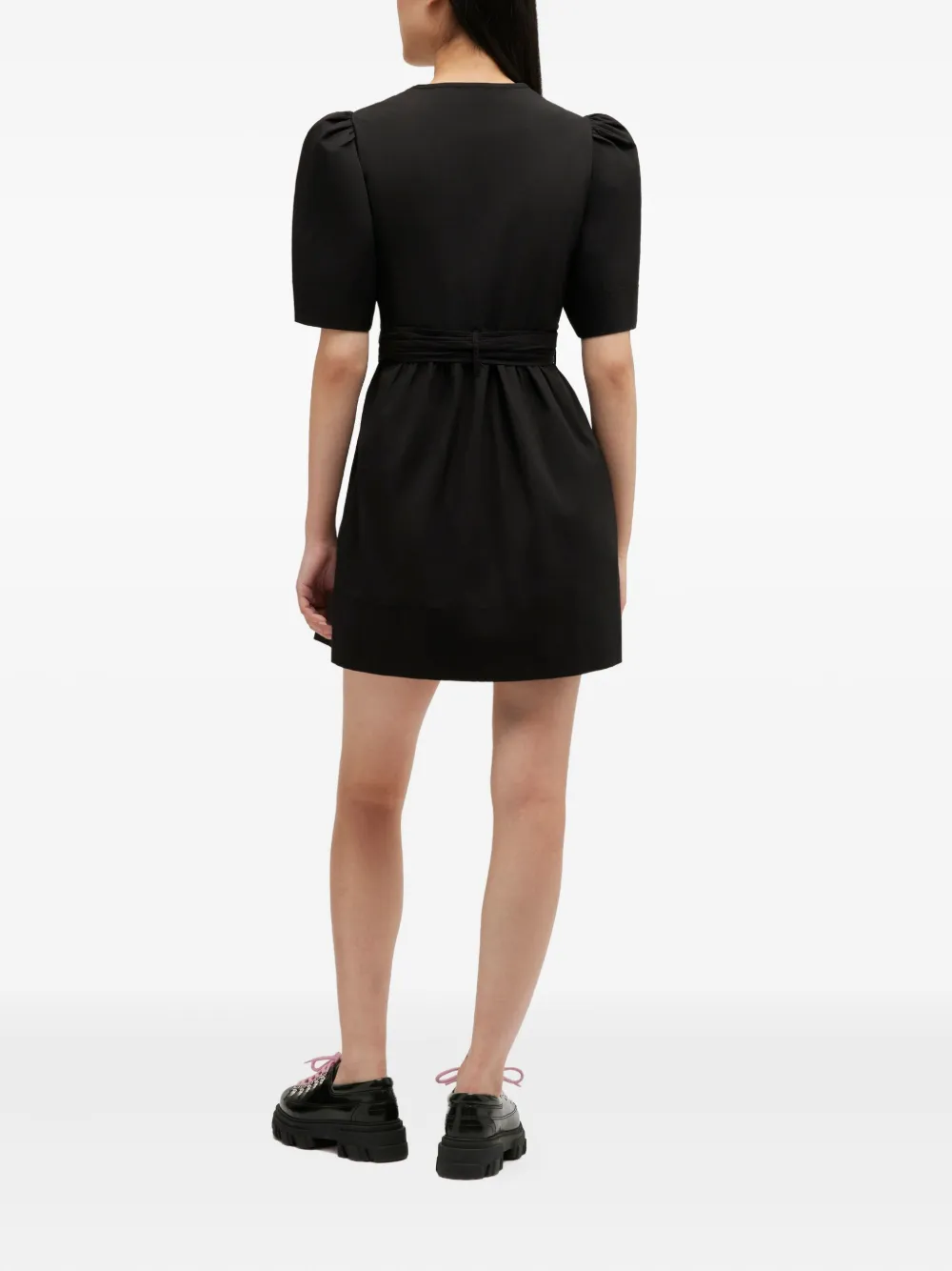 GANNI Mini-jurk met strik en ceintuur Zwart