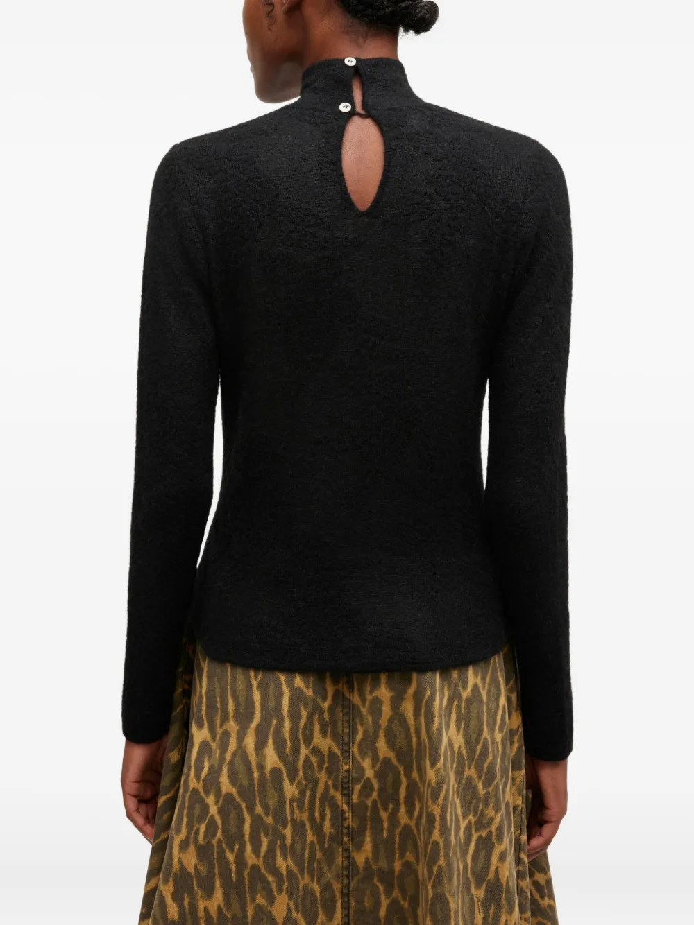 GANNI Trui met hoge hals en knopen Zwart