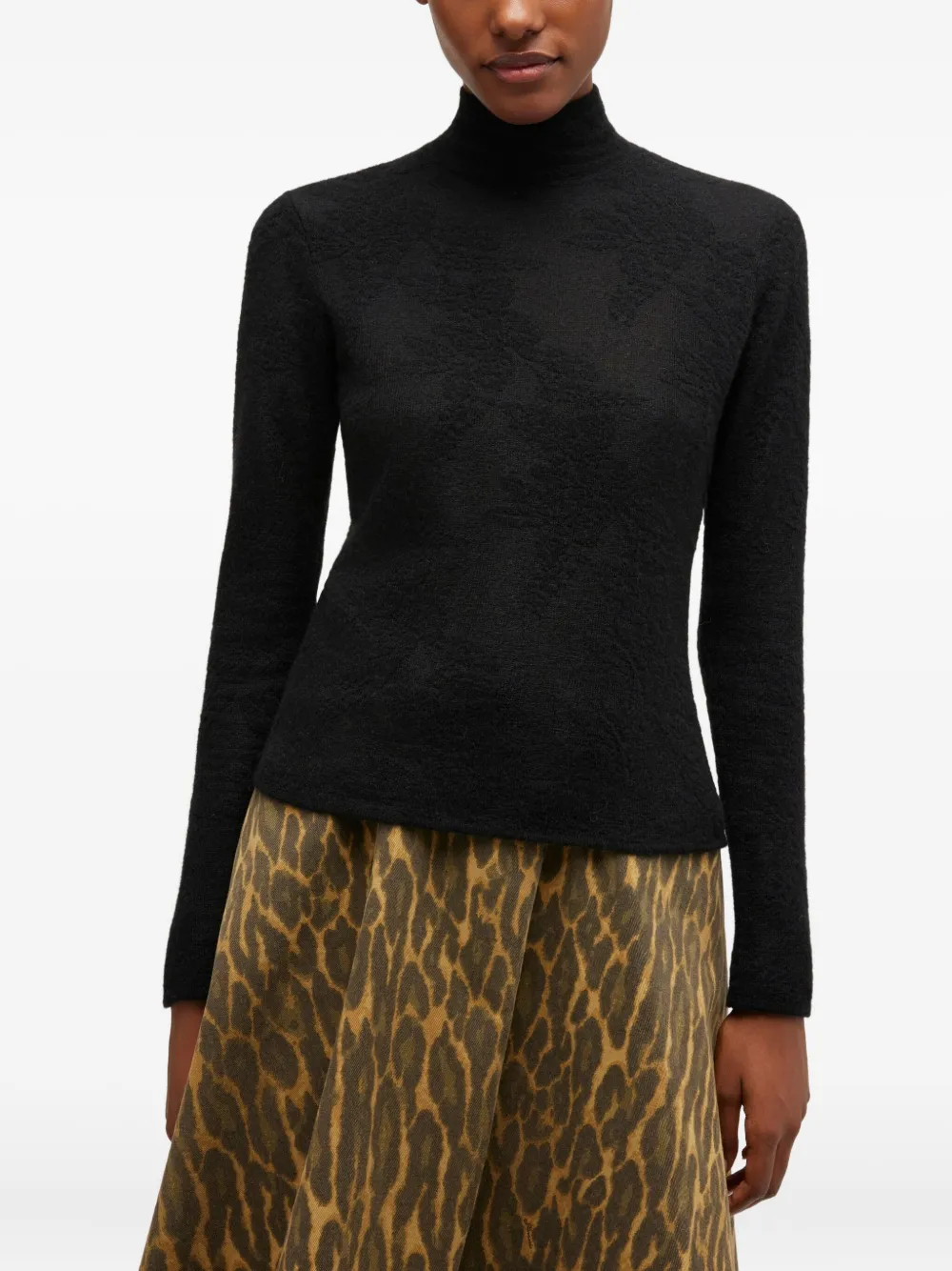 GANNI Trui met hoge hals en knopen Zwart
